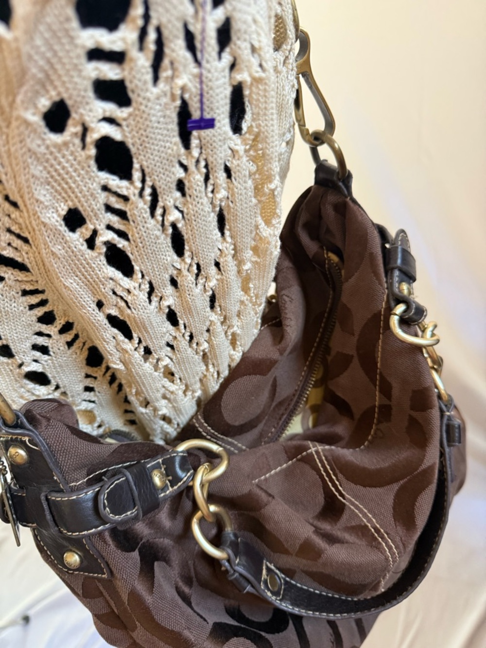 Coach Brown Signature Canvas Shoulder Bag with Gold Hardware - Picture 7 of 7